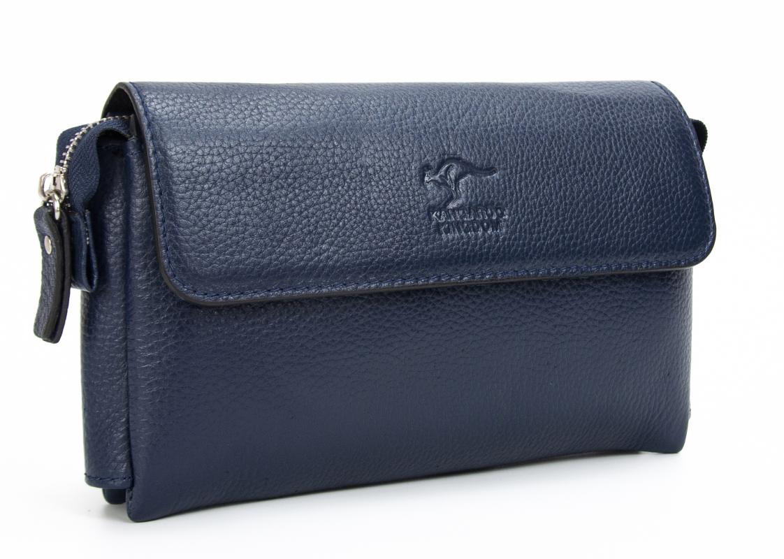 KANGAROO KINGDOM Hakiki Dana Deri Lacivert Erkek Portföy & Clutch El Çantası 9985-L