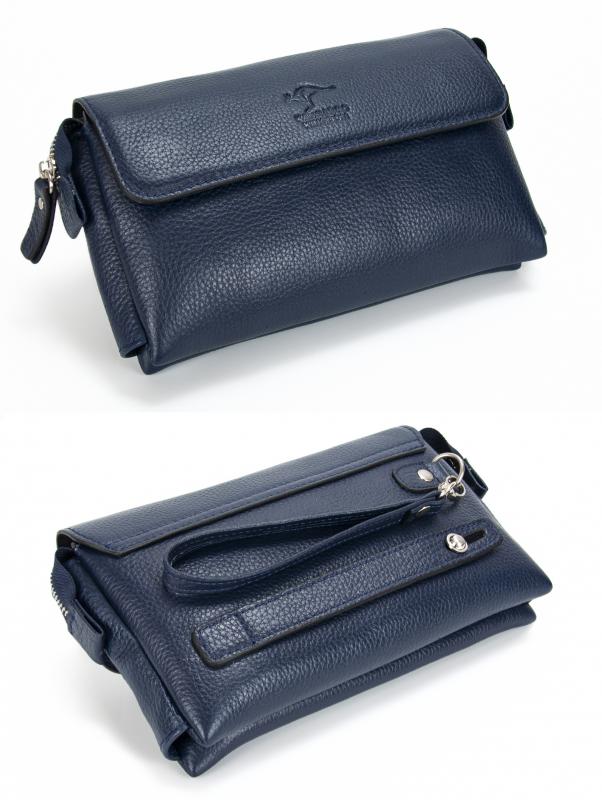 KANGAROO KINGDOM Hakiki Dana Deri Lacivert Erkek Portföy & Clutch El Çantası 9985-L