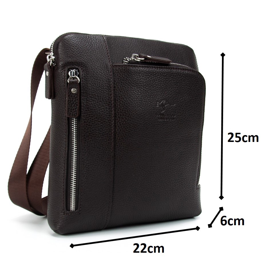 KANGAROO KINGDOM Hakiki Dana Deri Siyah Erkek Postacı Çantası 5969-S