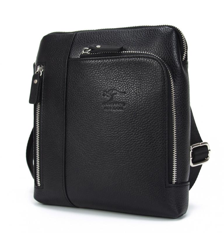 KANGAROO KINGDOM Hakiki Dana Deri Siyah Erkek Postacı Çantası 5969-S