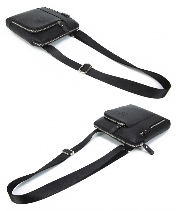 KANGAROO KINGDOM Hakiki Dana Deri Siyah Erkek Postacı Çantası 5969-S