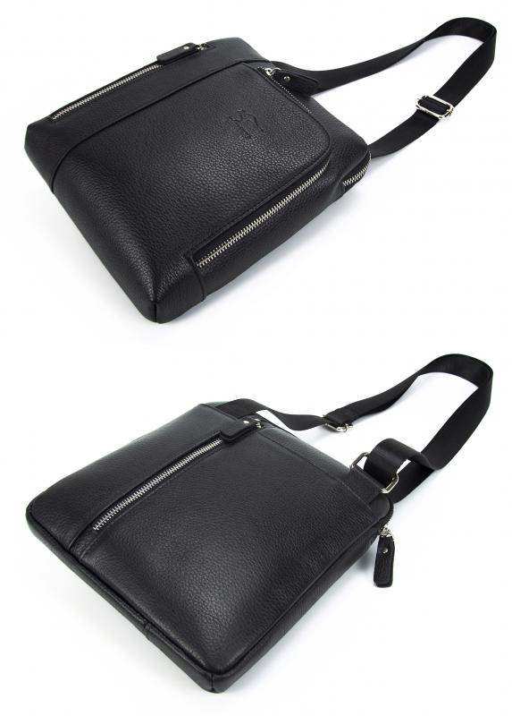 KANGAROO KINGDOM Hakiki Dana Deri Siyah Erkek Postacı Çantası 5969-S