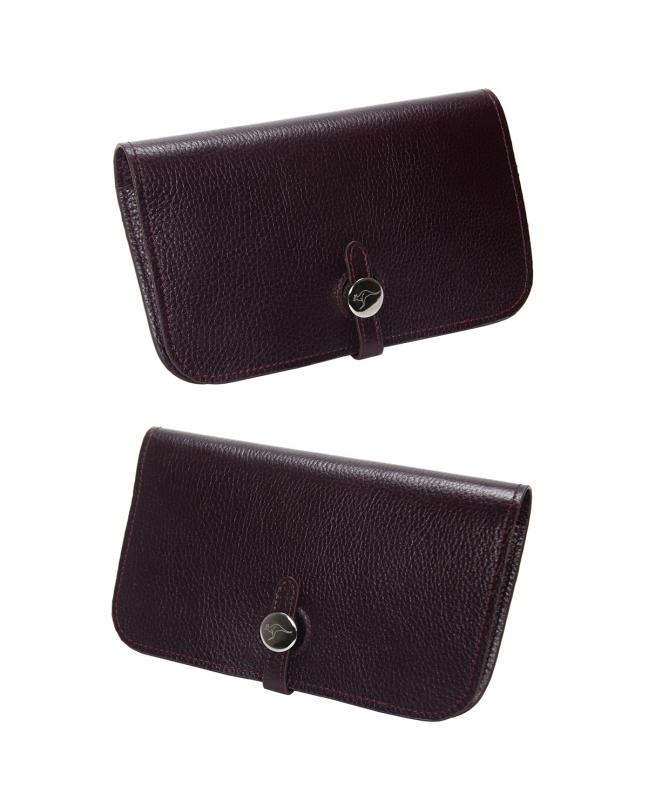 KANGAROO KINGDOM Hakiki Dana Deri Bordo Kadın Portföy & Clutch El Çanta 8744-B