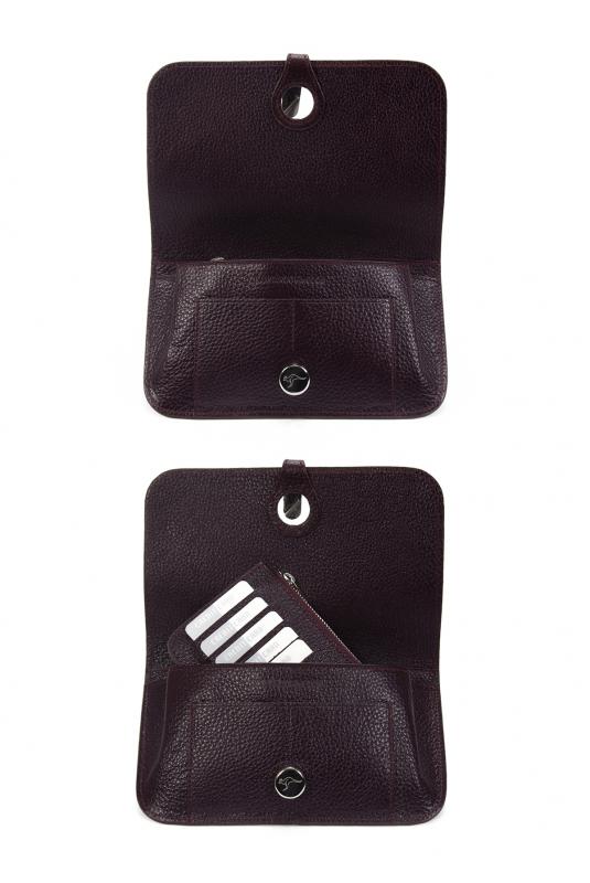 KANGAROO KINGDOM Hakiki Dana Deri Bordo Kadın Portföy & Clutch El Çanta 8744-B