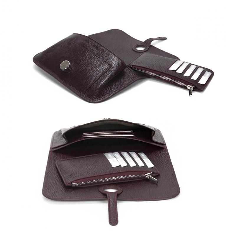 KANGAROO KINGDOM Hakiki Dana Deri Bordo Kadın Portföy & Clutch El Çanta 8744-B