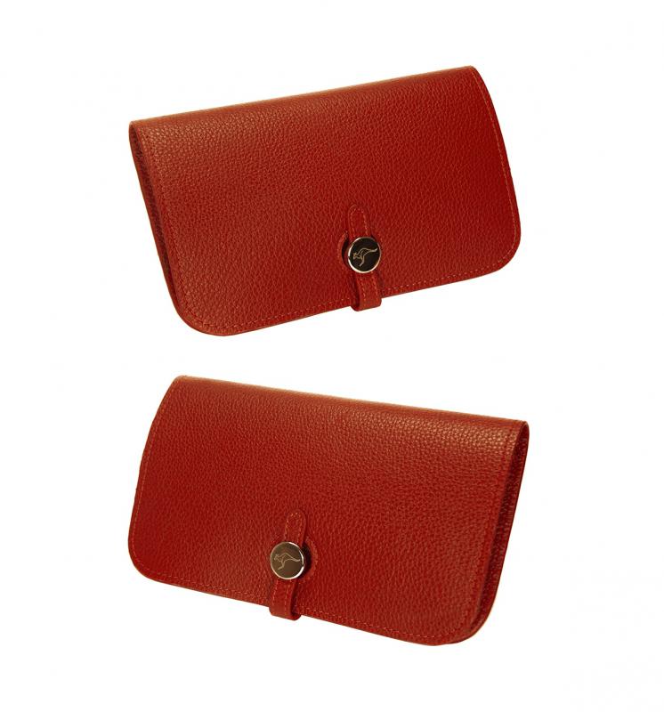KANGAROO KINGDOM Hakiki Dana Deri Kırmızı Kadın Portföy & Clutch El Çanta 8744-KR