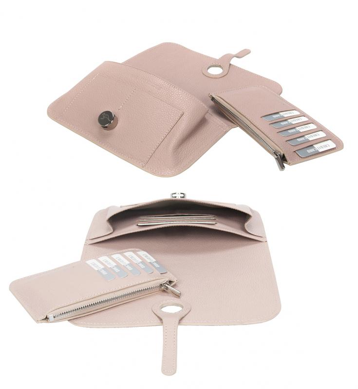 KANGAROO KINGDOM Hakiki Dana Deri Pudra Kadın Portföy & Clutch El Çanta 8744-P