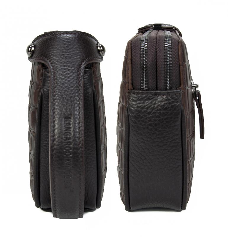KANGAROO KINGDOM Hakiki Dana Deri Aligator Koyu Kahverengi Erkek Portföy & Clutch El Çantası 1285-BCK