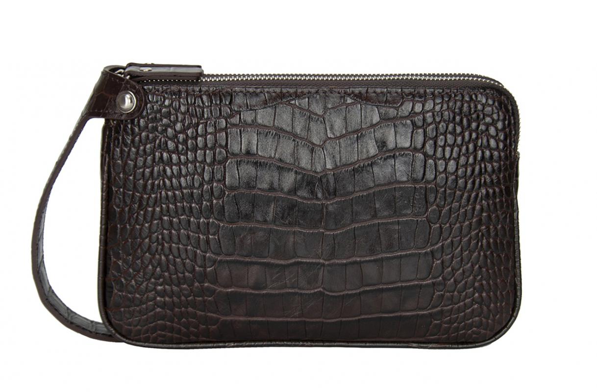 KANGAROO%20KINGDOM%20Hakiki%20Dana%20Deri%20Kroko%20Koyu%20Kahverengi%20Erkek%20Portföy%20&%20Clutch%20El%20Çantası%201285-CK