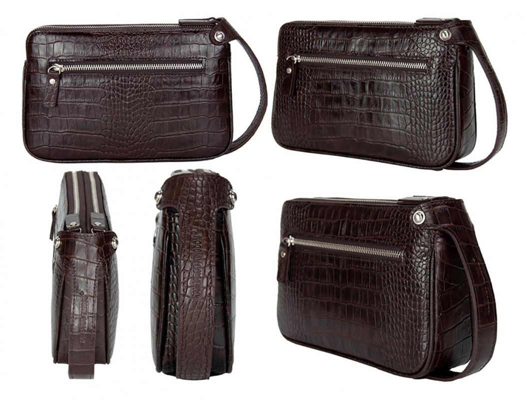 KANGAROO%20KINGDOM%20Hakiki%20Dana%20Deri%20Kroko%20Koyu%20Kahverengi%20Erkek%20Portföy%20&%20Clutch%20El%20Çantası%201285-CK
