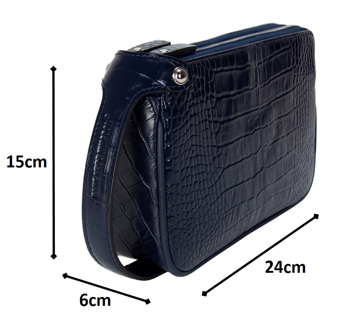 KANGAROO KINGDOM  Hakiki Deri Kroko Lacivert Erkek Portföy & Clutch El Çantası 1285-CL