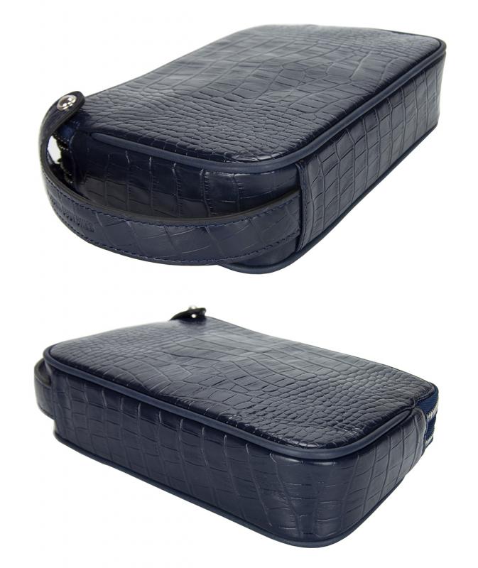 KANGAROO KINGDOM  Hakiki Deri Kroko Lacivert Erkek Portföy & Clutch El Çantası 1285-CL
