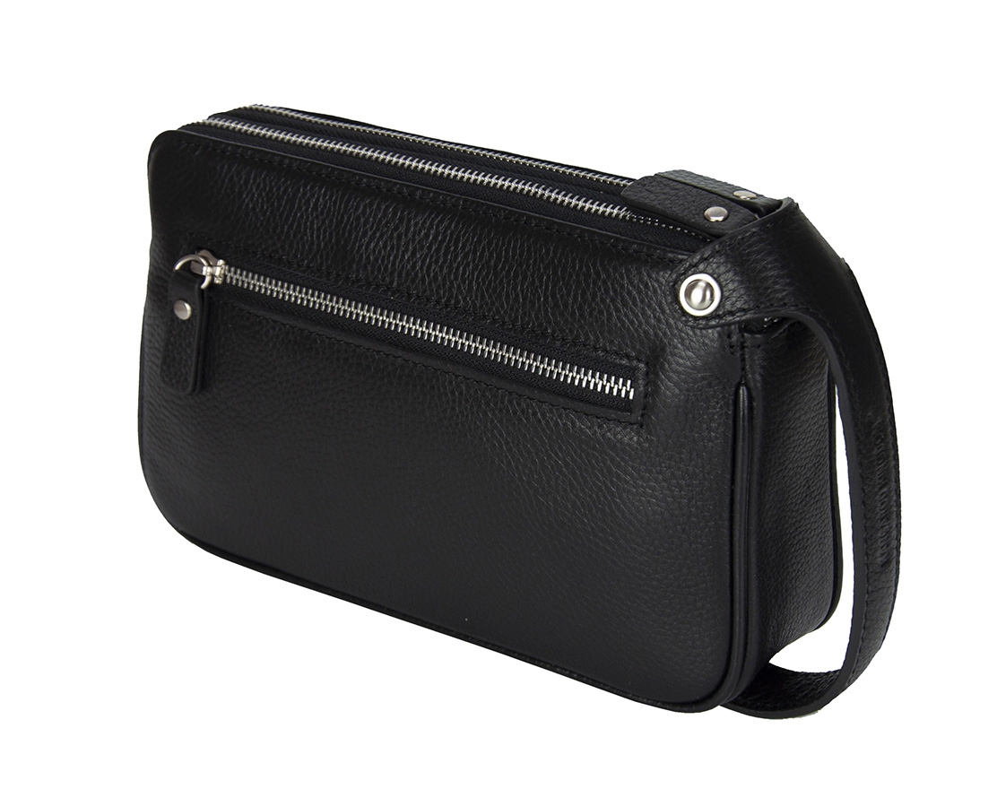 KANGAROO KINGDOM Hakiki Dana Deri Siyah Erkek Portföy & Clutch El Çantası 1285-S