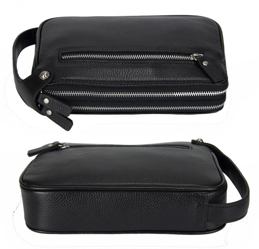 KANGAROO KINGDOM Hakiki Dana Deri Siyah Erkek Portföy & Clutch El Çantası 1285-S