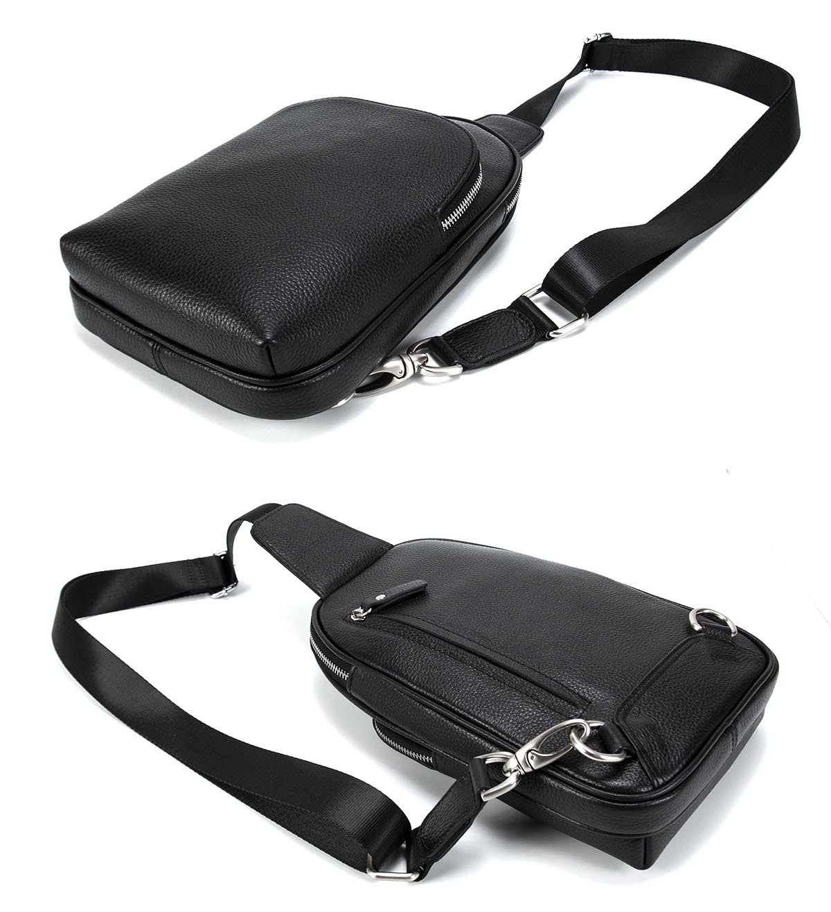 KANGAROO KINGDOM Hakiki Dana Deri Siyah Erkek Body Bag Sırt Çantası 8155-S