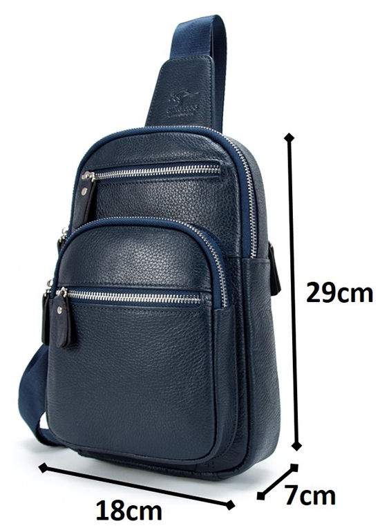 KANGAROO KINGDOM Hakiki Dana Deri Lacivert Erkek Postacı Sırt Çantası 8156-L