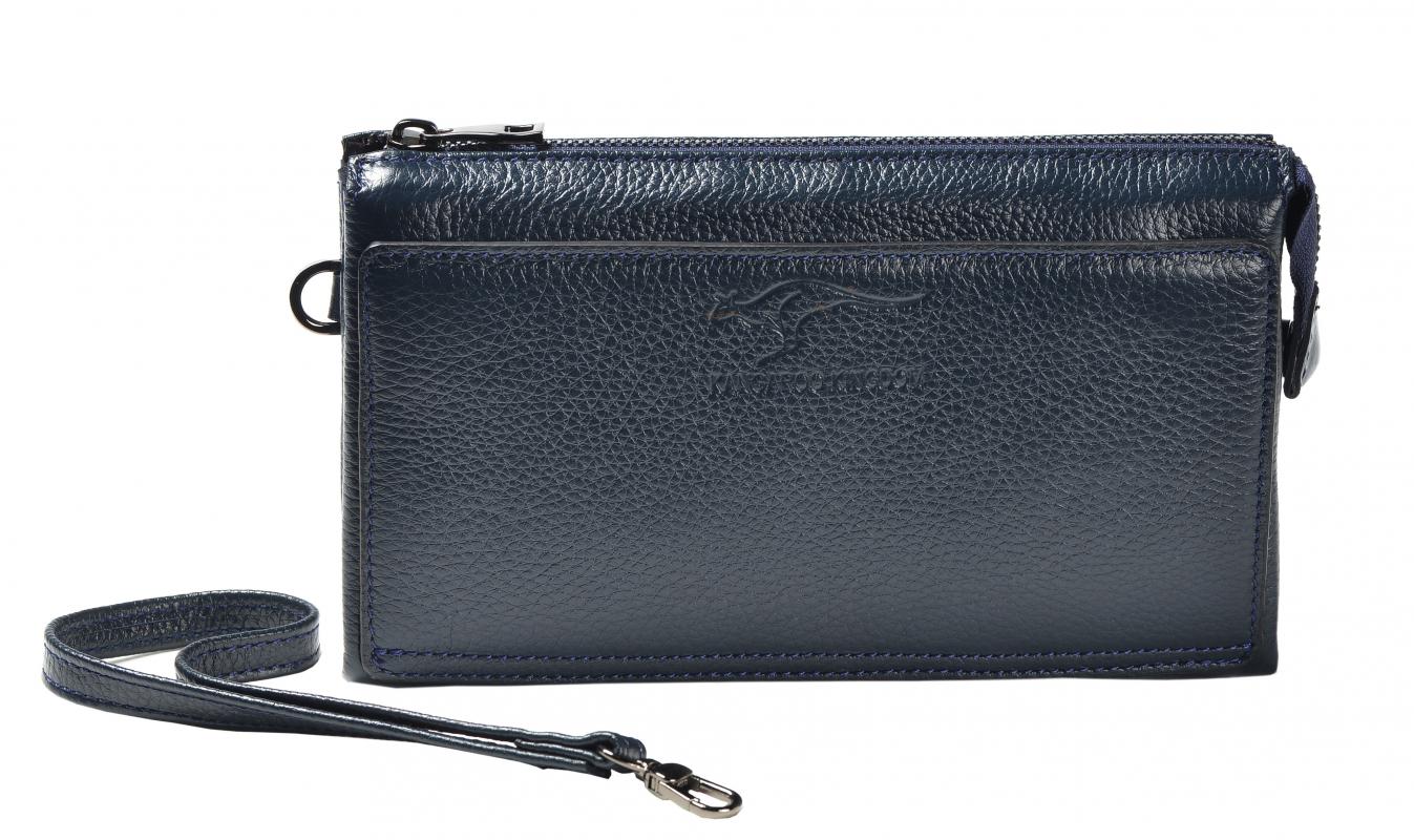 KANGAROO KINGDOM  Hakiki Deri Lacivert Erkek Portföy & Clutch El Çantası 8822-L