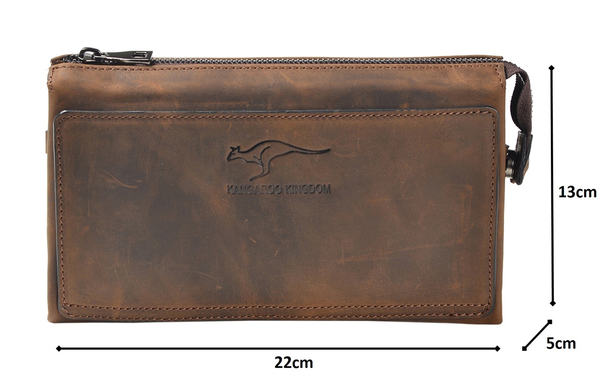 KANGAROO KINGDOM  Hakiki Deri Lacivert Erkek Portföy & Clutch El Çantası 8822-L