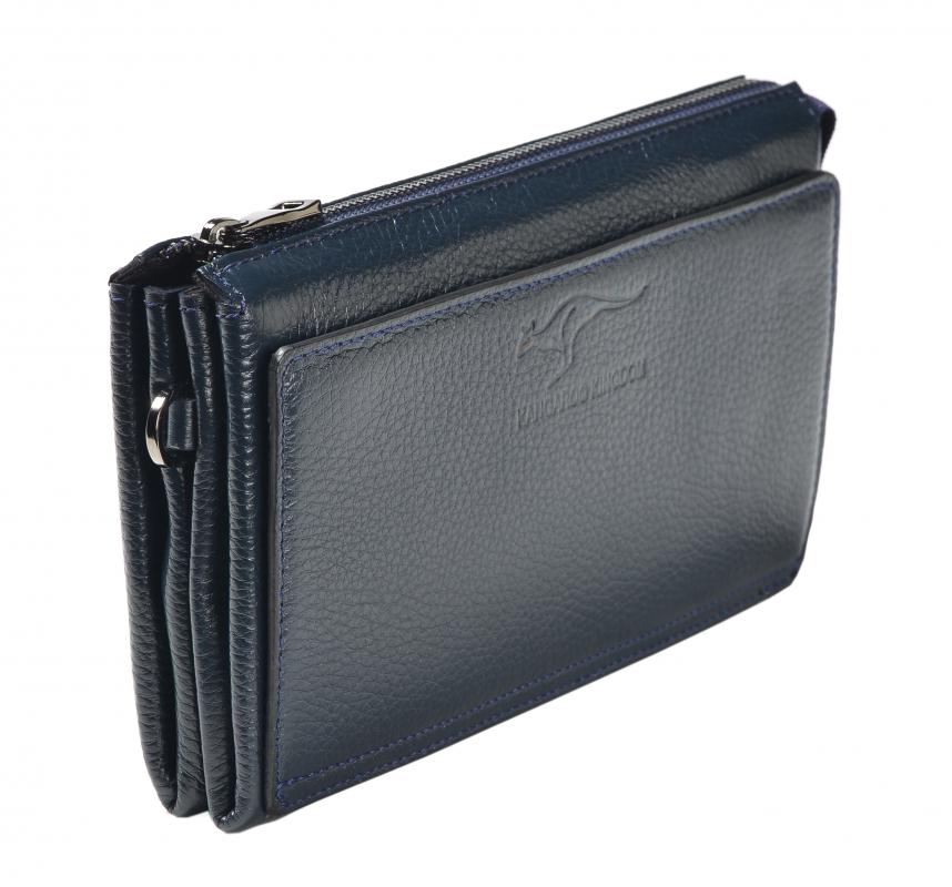 KANGAROO KINGDOM  Hakiki Deri Lacivert Erkek Portföy & Clutch El Çantası 8822-L