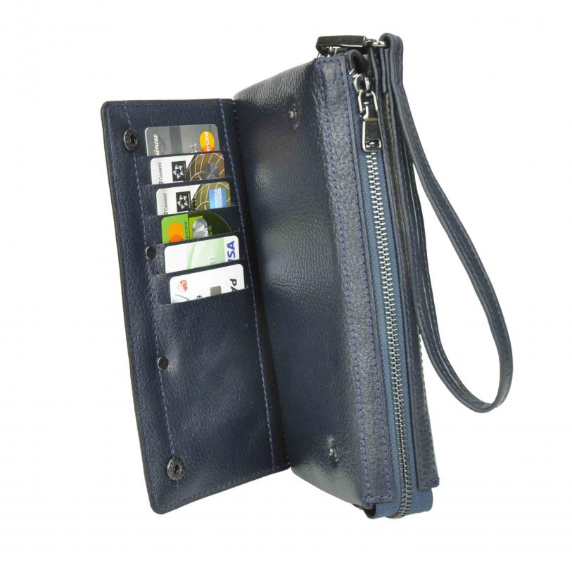 KANGAROO KINGDOM  Hakiki Deri Lacivert Erkek Portföy & Clutch El Çantası 8822-L