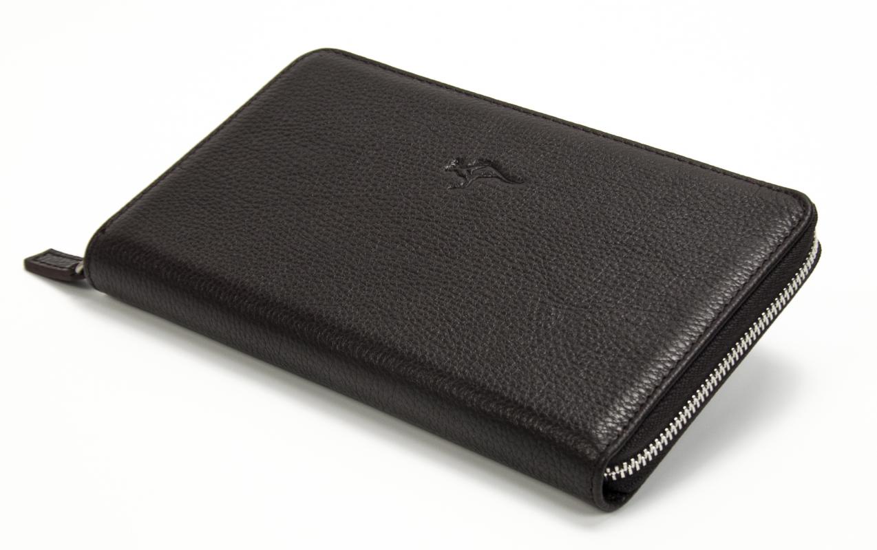 KANGAROO KINGDOM Hakiki Deri Koyu Kahverengi Erkek Portföy & Clutch El Çantası 9979-K