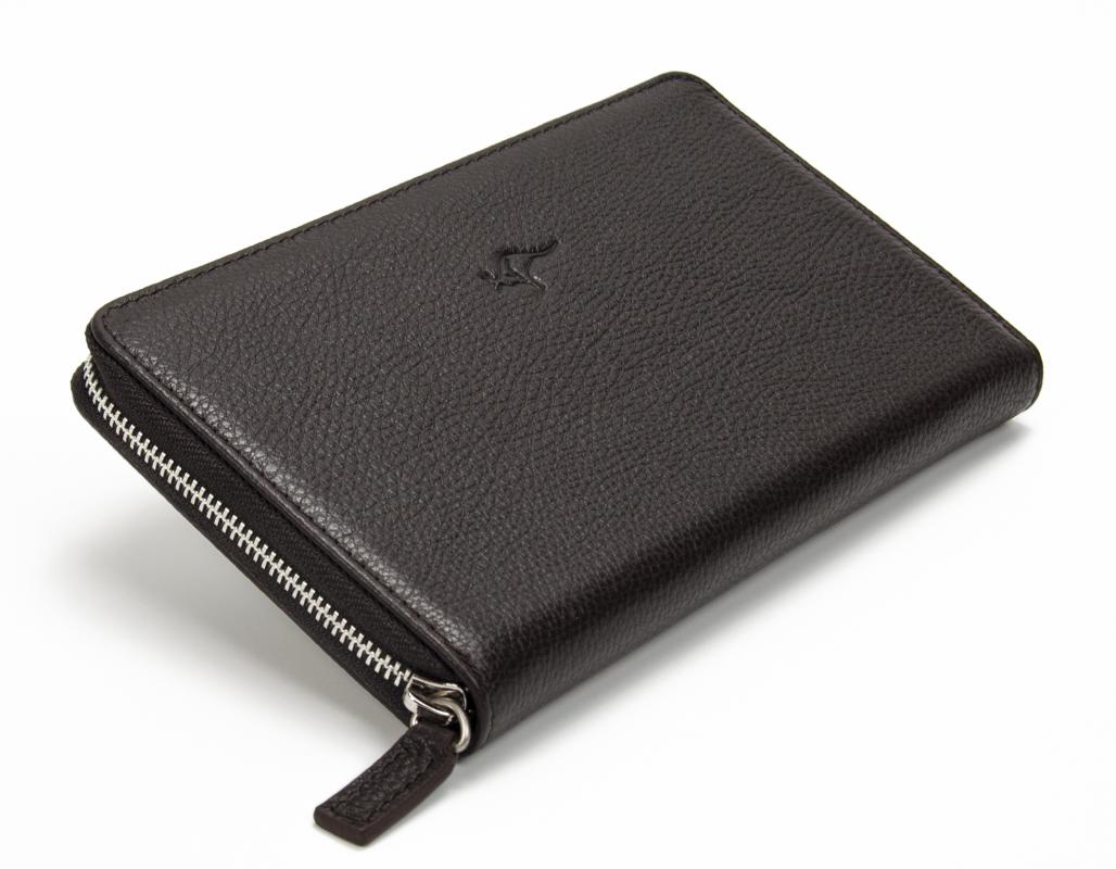 KANGAROO KINGDOM Hakiki Deri Koyu Kahverengi Erkek Portföy & Clutch El Çantası 9979-K