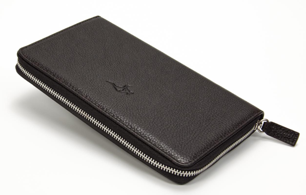 KANGAROO KINGDOM Hakiki Deri Koyu Kahverengi Erkek Portföy & Clutch El Çantası 9979-K