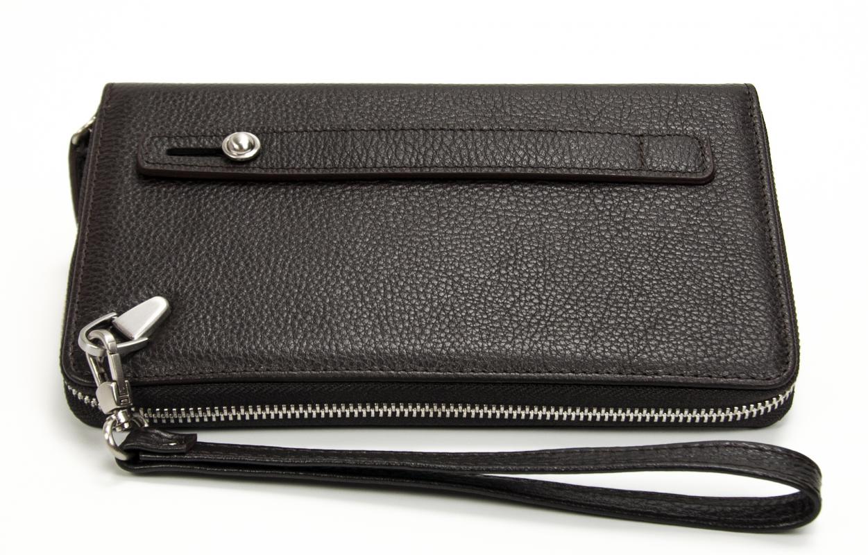 KANGAROO KINGDOM Hakiki Deri Koyu Kahverengi Erkek Portföy & Clutch El Çantası 9979-K