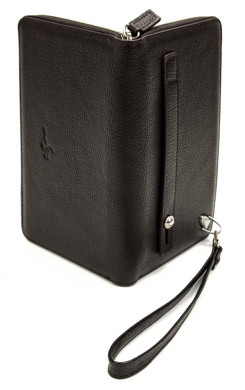 KANGAROO KINGDOM Hakiki Deri Koyu Kahverengi Erkek Portföy & Clutch El Çantası 9979-K
