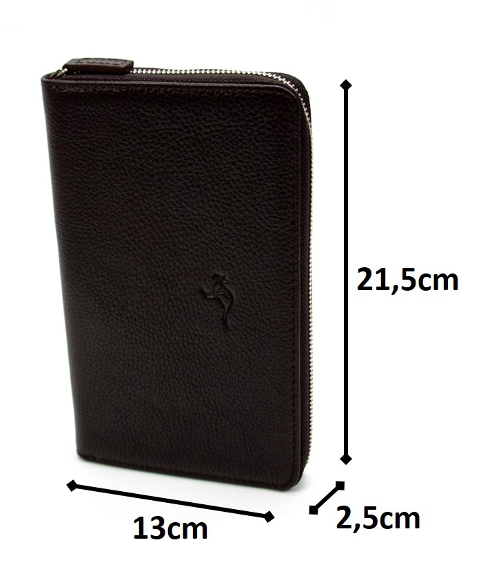 KANGAROO KINGDOM Hakiki Deri Koyu Kahverengi Erkek Portföy & Clutch El Çantası 9979-K