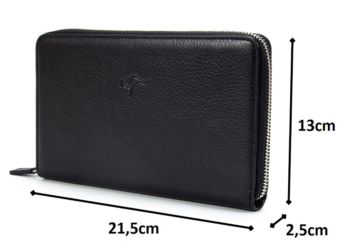 KANGAROO KINGDOM  Hakiki Deri Siyah Erkek Portföy & Clutch El Çantası 9979-S