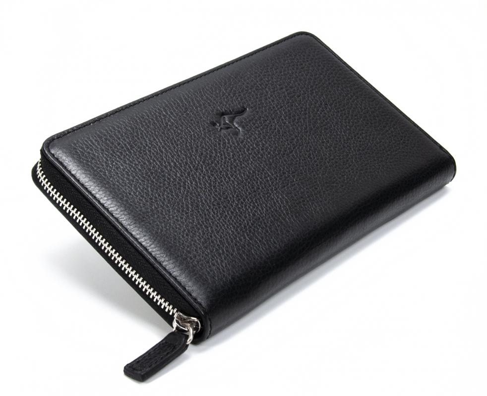KANGAROO KINGDOM  Hakiki Deri Siyah Erkek Portföy & Clutch El Çantası 9979-S