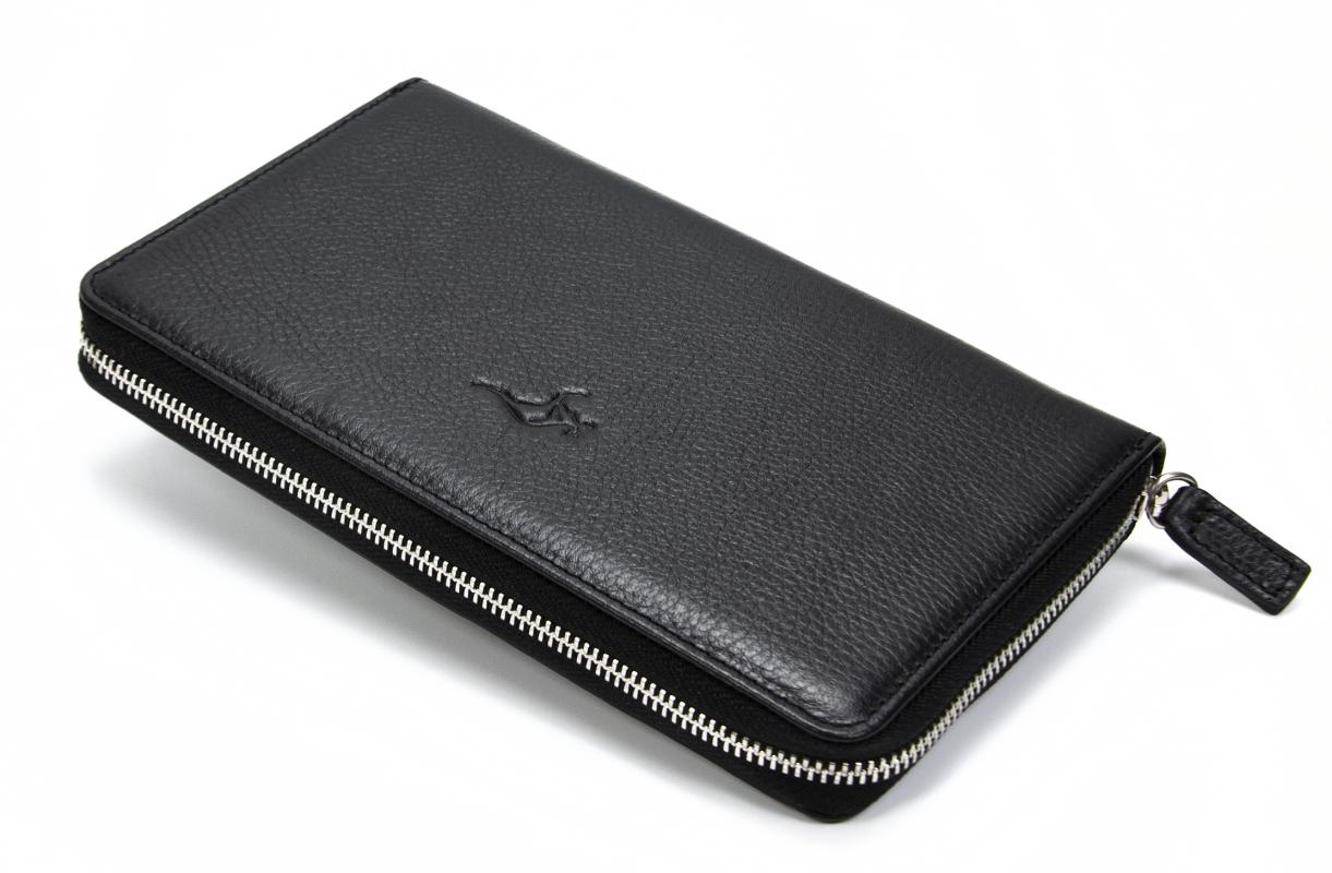 KANGAROO KINGDOM  Hakiki Deri Siyah Erkek Portföy & Clutch El Çantası 9979-S