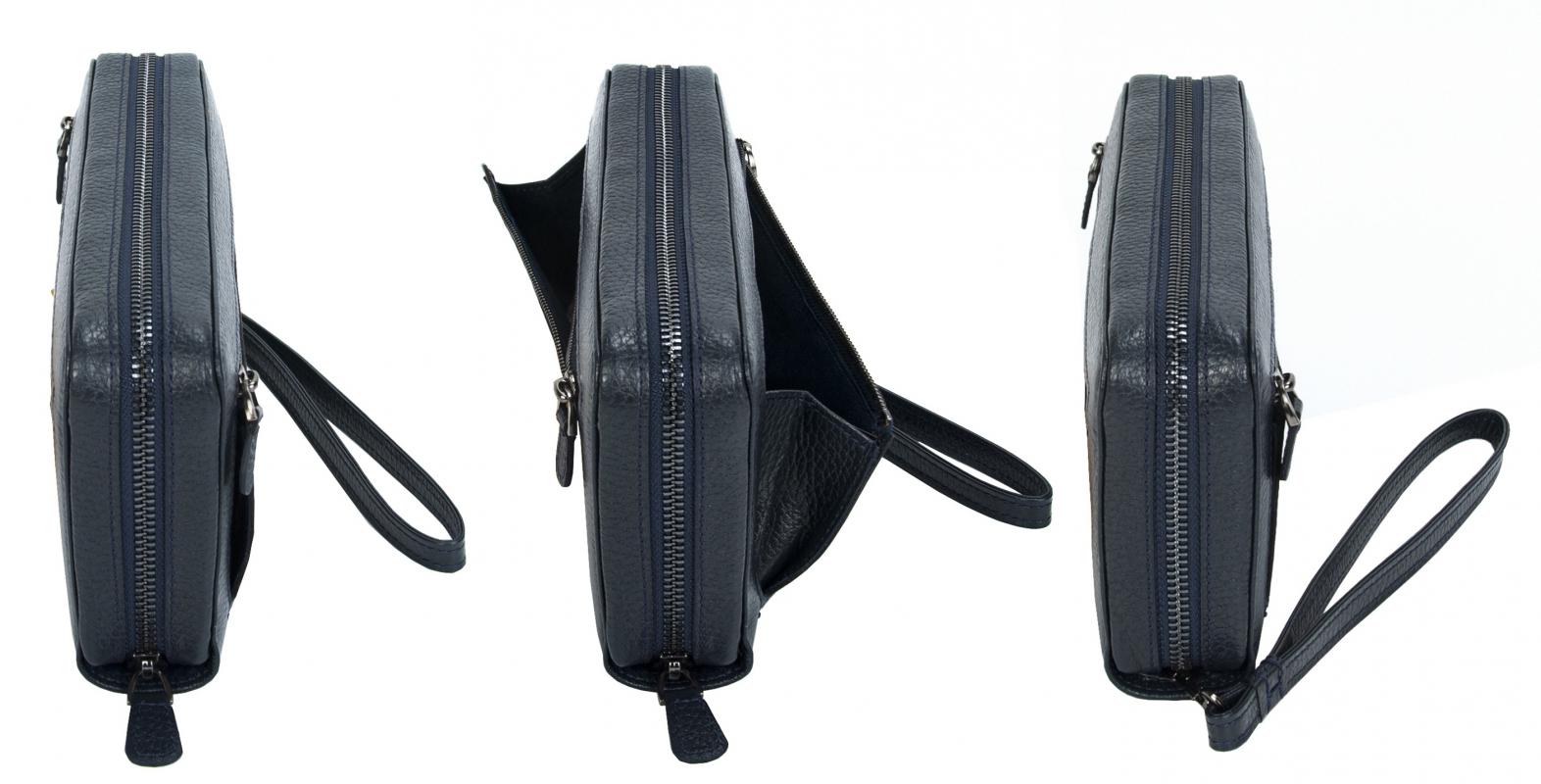 KANGAROO KINGDOM  Hakiki Deri Lacivert Erkek Portföy & Clutch El Çantası 8899-L