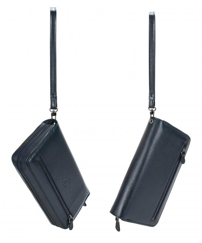 KANGAROO KINGDOM  Hakiki Deri Lacivert Erkek Portföy & Clutch El Çantası 8899-L
