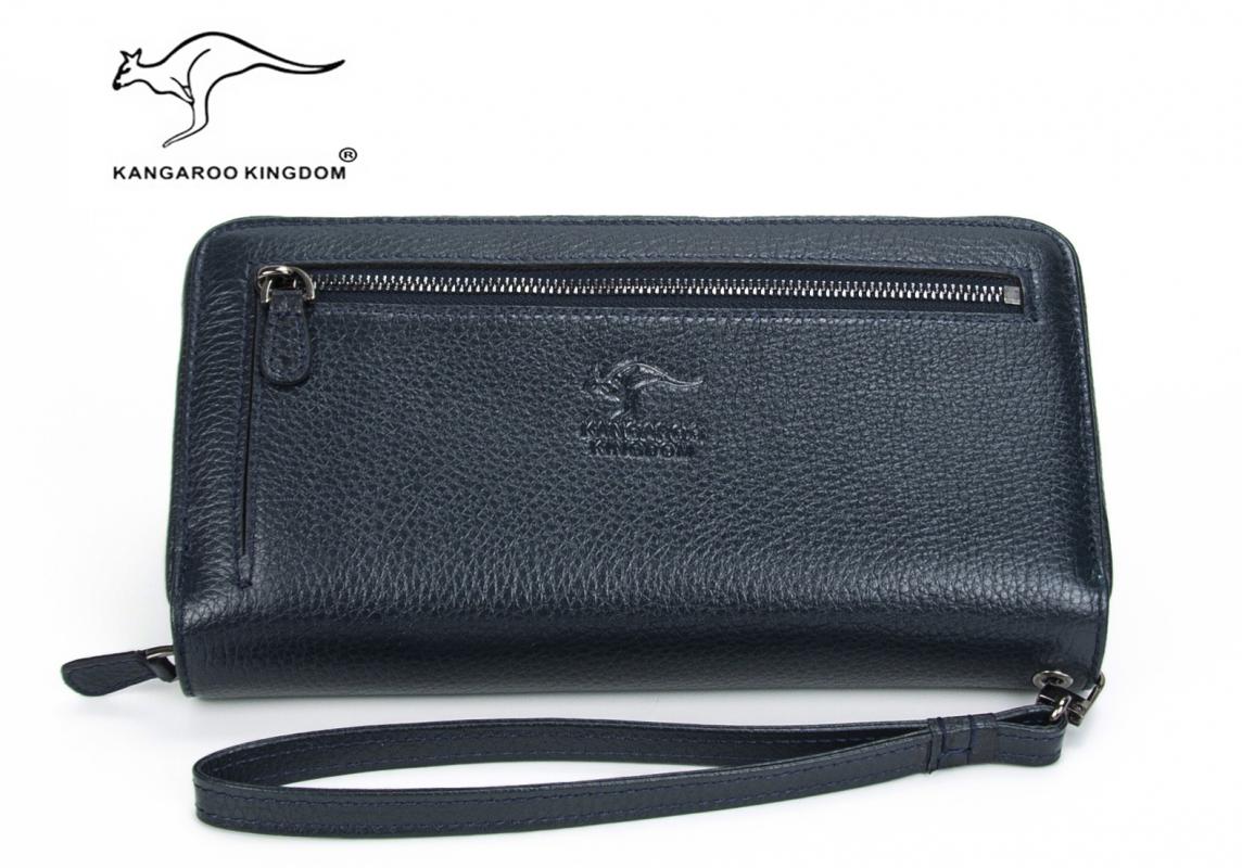KANGAROO KINGDOM  Hakiki Deri Lacivert Erkek Portföy & Clutch El Çantası 8899-L