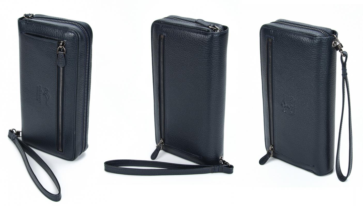 KANGAROO KINGDOM  Hakiki Deri Lacivert Erkek Portföy & Clutch El Çantası 8899-L