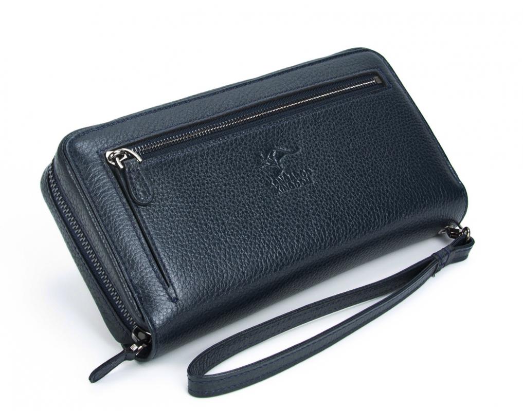 KANGAROO KINGDOM  Hakiki Deri Lacivert Erkek Portföy & Clutch El Çantası 8899-L