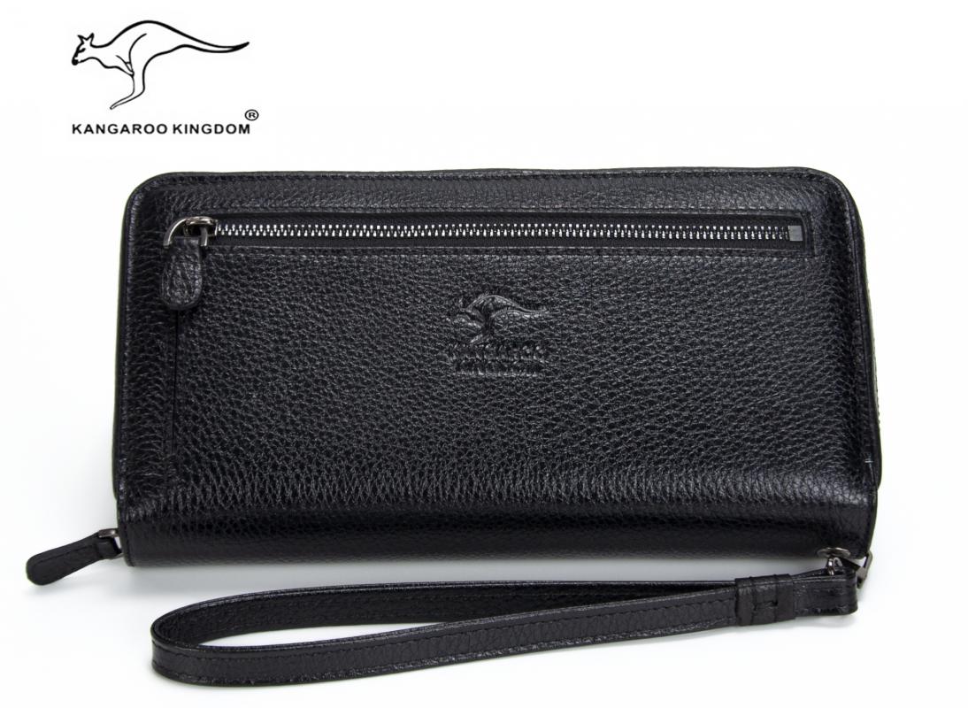 KANGAROO KINGDOM  Hakiki Deri Lacivert Erkek Portföy & Clutch El Çantası 8899-L