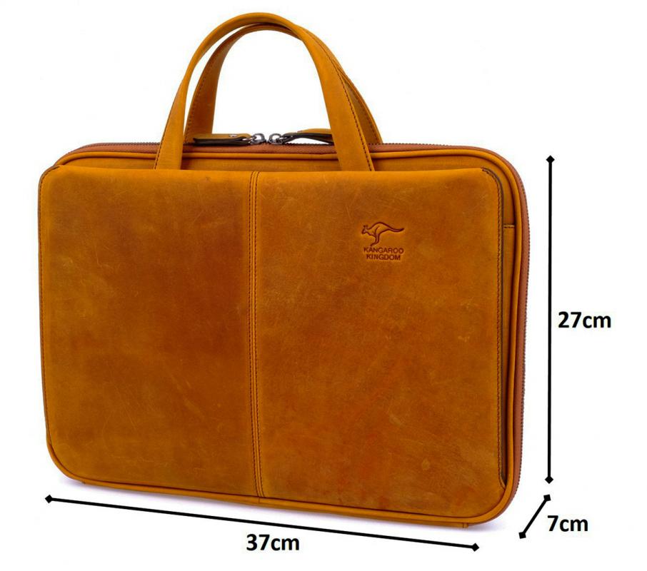 KANGAROO KINGDOM Hakiki Dana Deri Crazy Horse Açık Taba Erkek Laptop & Evrak Çantası 9091-ZAT