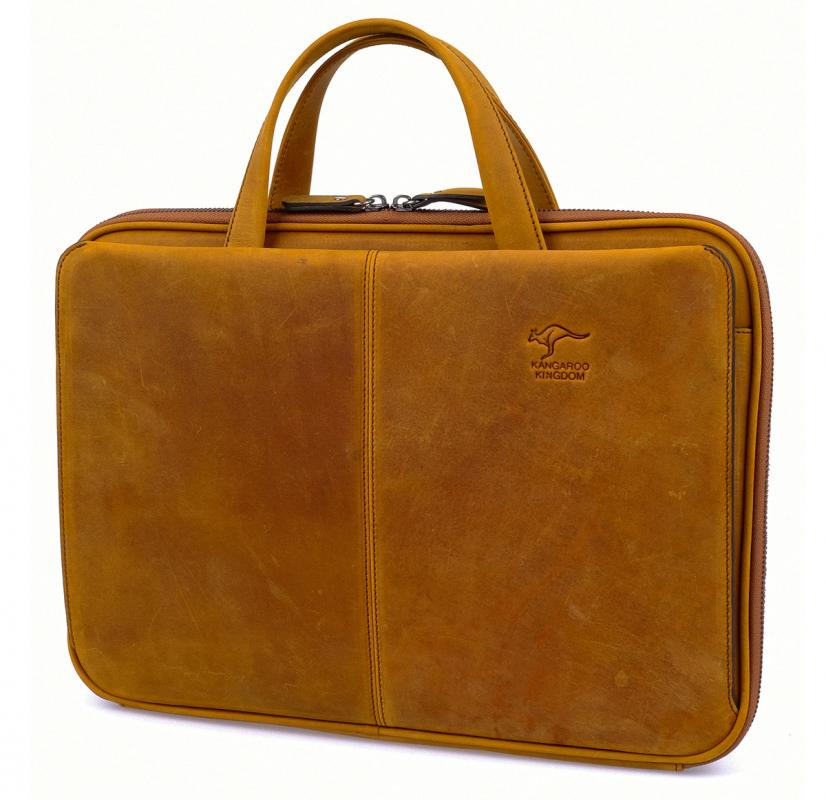 KANGAROO KINGDOM Hakiki Dana Deri Crazy Horse Açık Taba Erkek Laptop & Evrak Çantası 9091-ZAT