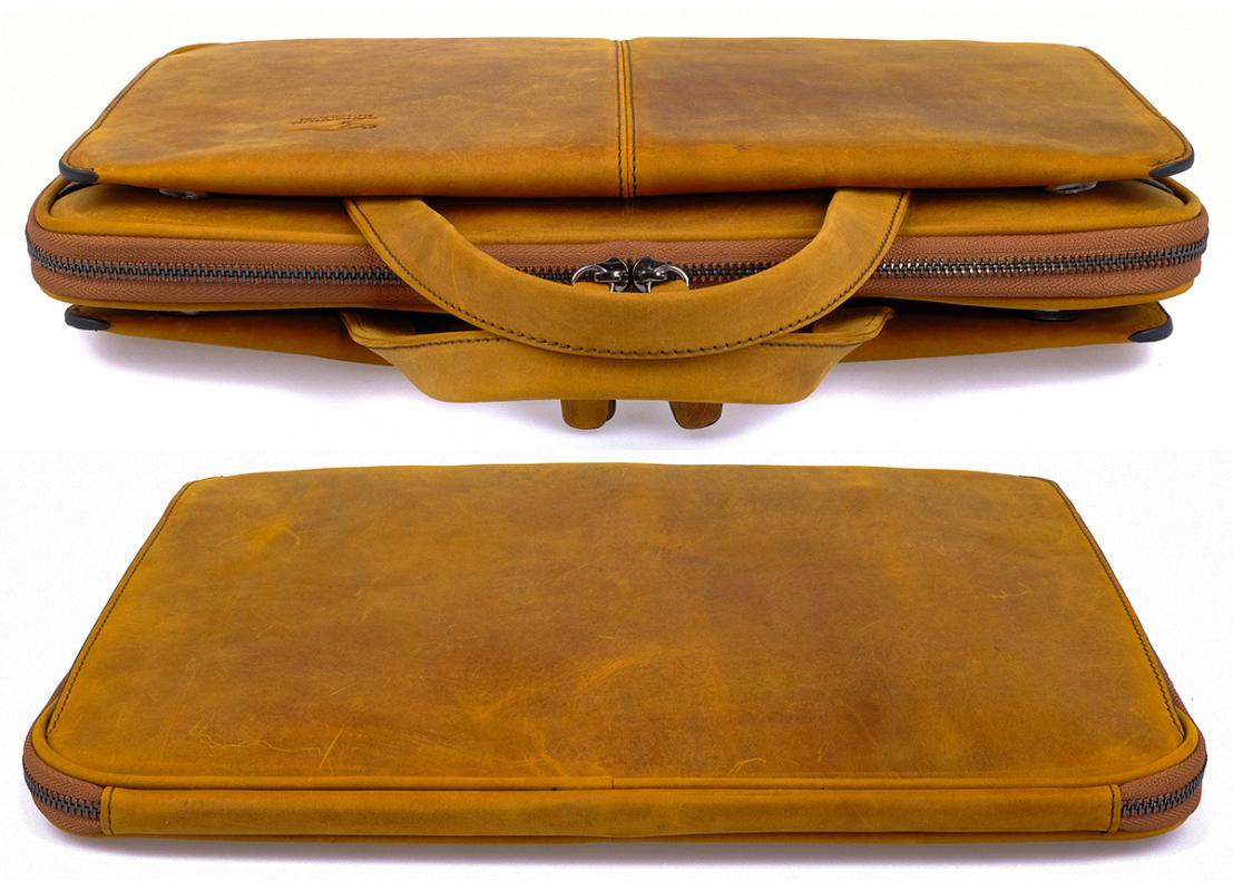 KANGAROO KINGDOM Hakiki Dana Deri Crazy Horse Açık Taba Erkek Laptop & Evrak Çantası 9091-ZAT