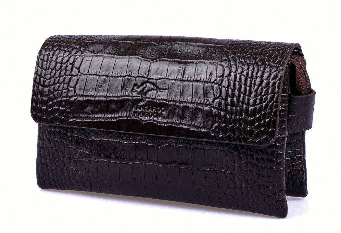 KANGAROO%20KINGDOM%20Hakiki%20Dana%20Deri%20Kroko%20Kahverengi%20Erkek%20Portföy%20&%20Clutch%20El%20Çantası%209288-CK