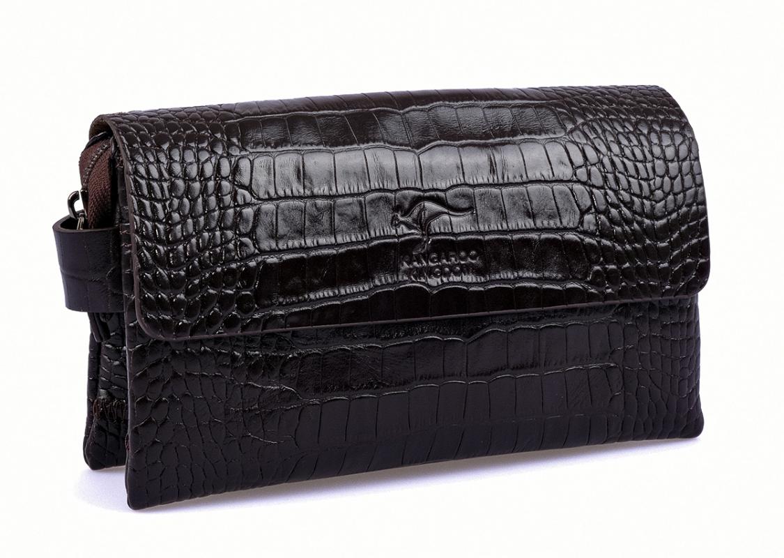KANGAROO%20KINGDOM%20Hakiki%20Dana%20Deri%20Kroko%20Kahverengi%20Erkek%20Portföy%20&%20Clutch%20El%20Çantası%209288-CK