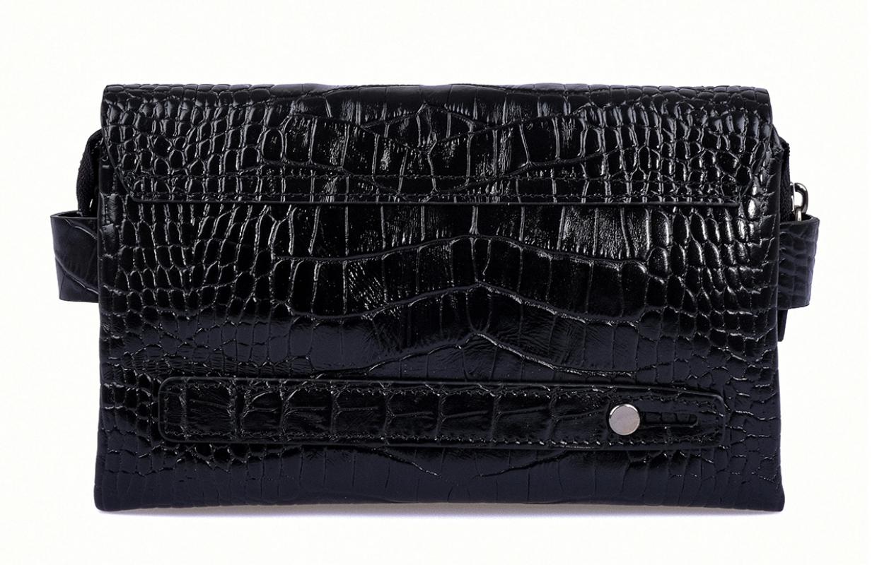 KANGAROO%20KINGDOM%20Hakiki%20Dana%20Deri%20Kroko%20Siyah%20Erkek%20Portföy%20&%20Clutch%20El%20Çantası%209288-CS