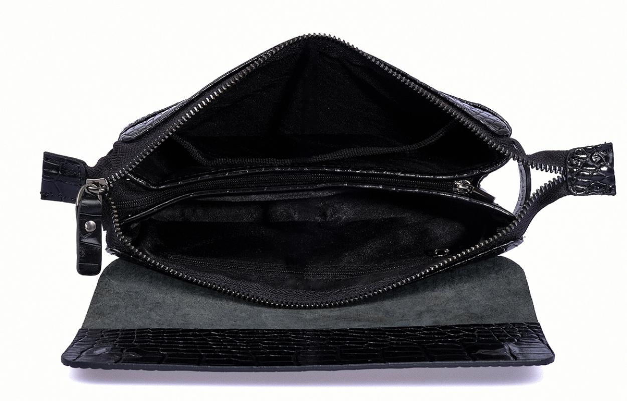 KANGAROO%20KINGDOM%20Hakiki%20Dana%20Deri%20Kroko%20Siyah%20Erkek%20Portföy%20&%20Clutch%20El%20Çantası%209288-CS