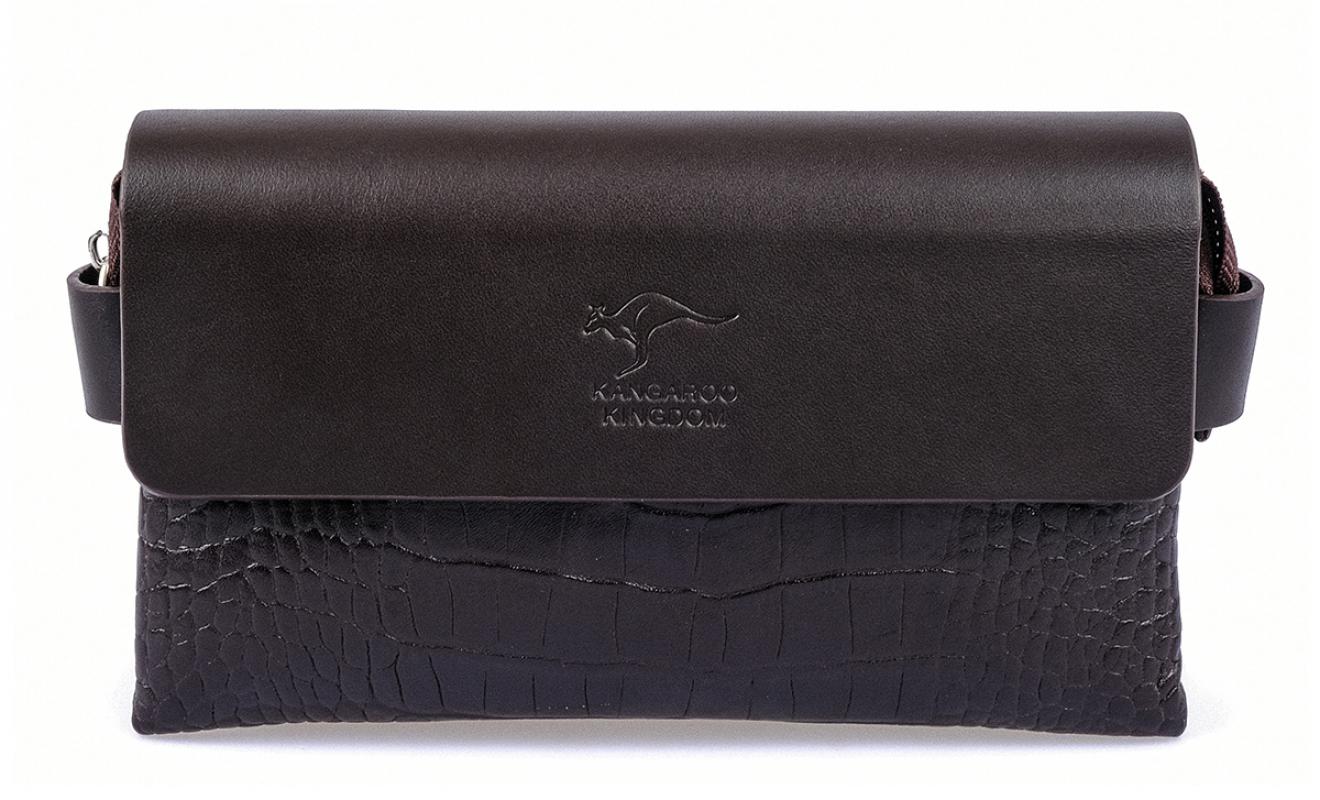 KANGAROO%20KINGDOM%20Hakiki%20Dana%20Deri%20Napa%20&%20Kroko%20Koyu%20Kahverengi%20Erkek%20Portföy%20&%20Clutch%20El%20Çantası%209288-FCK