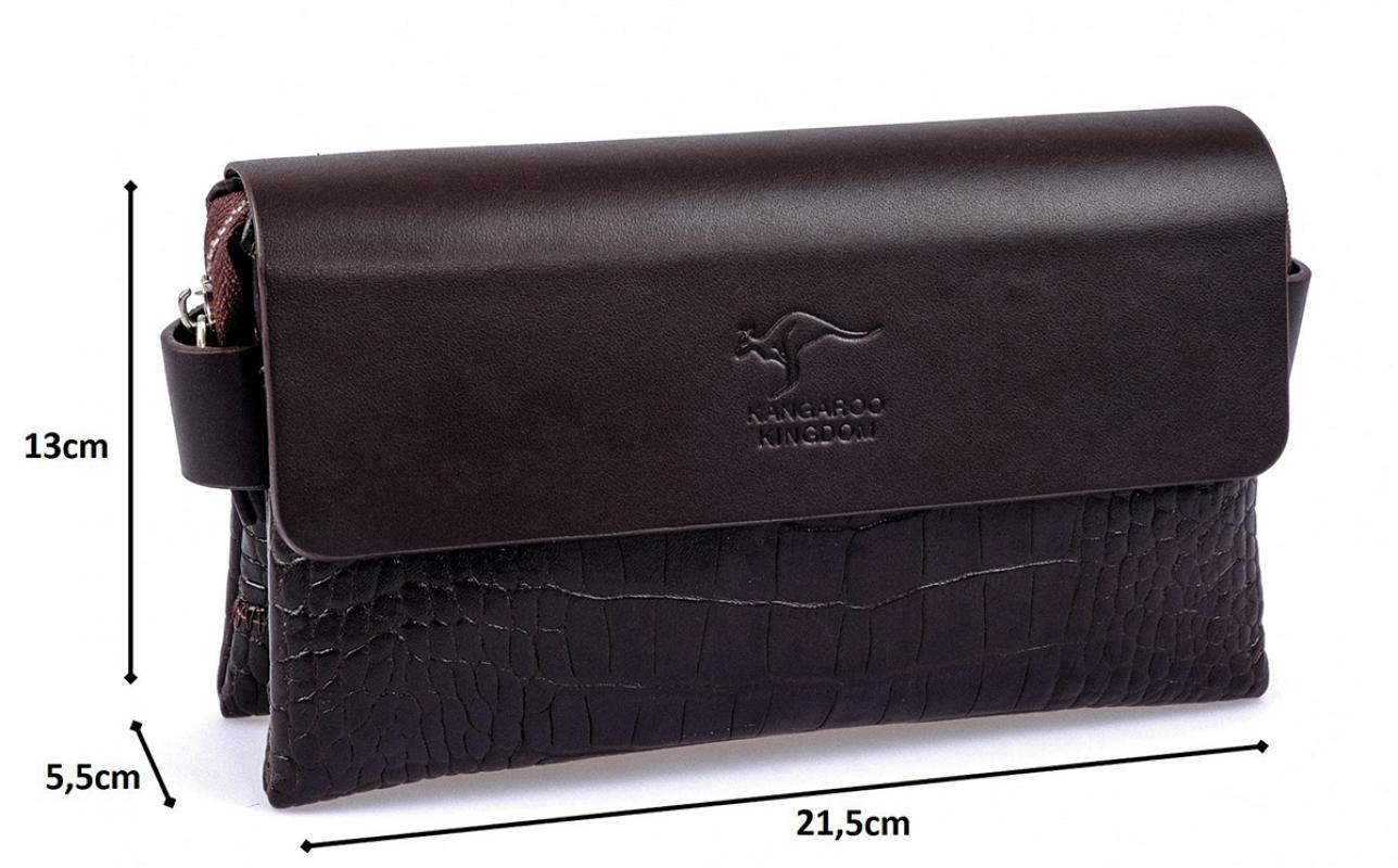 KANGAROO%20KINGDOM%20Hakiki%20Dana%20Deri%20Napa%20&%20Kroko%20Koyu%20Kahverengi%20Erkek%20Portföy%20&%20Clutch%20El%20Çantası%209288-FCK