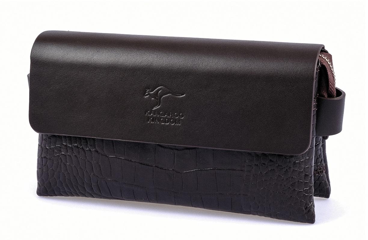 KANGAROO%20KINGDOM%20Hakiki%20Dana%20Deri%20Napa%20&%20Kroko%20Koyu%20Kahverengi%20Erkek%20Portföy%20&%20Clutch%20El%20Çantası%209288-FCK