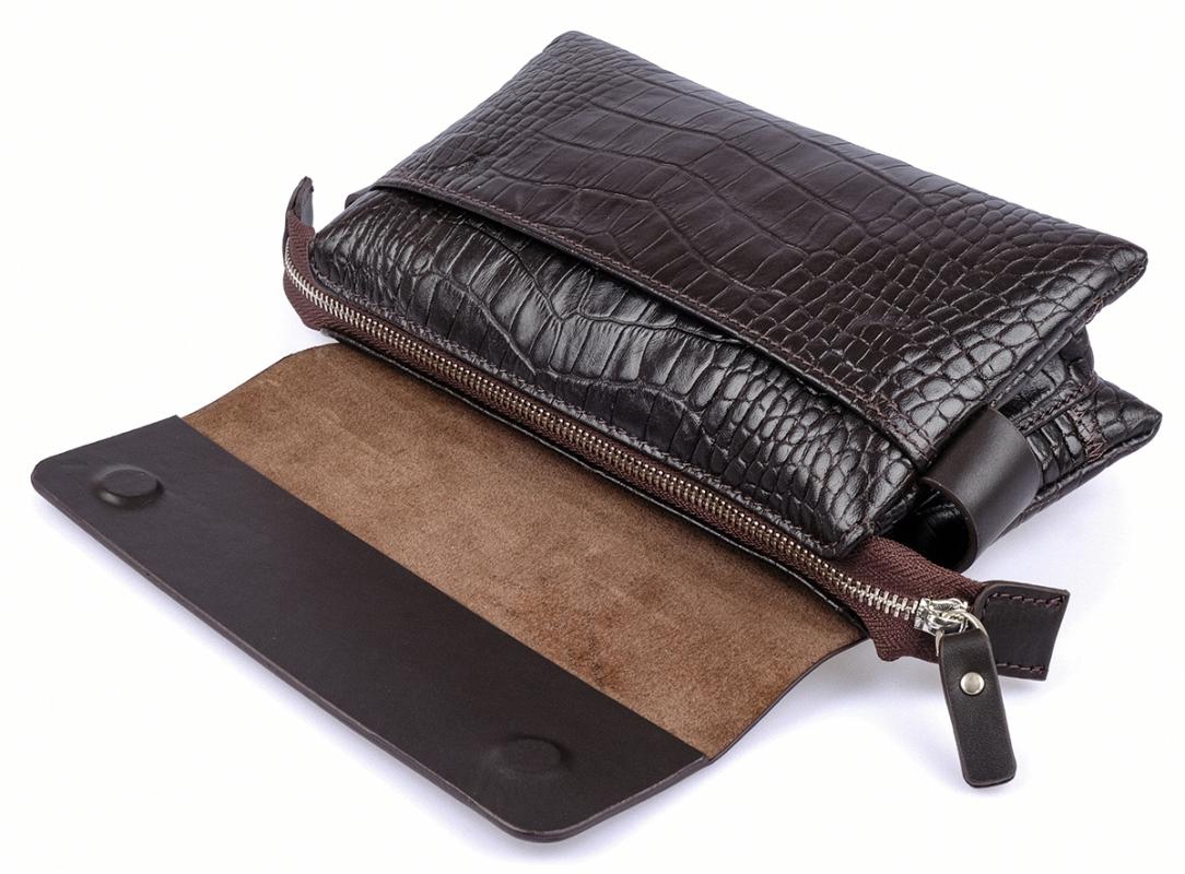 KANGAROO%20KINGDOM%20Hakiki%20Dana%20Deri%20Napa%20&%20Kroko%20Koyu%20Kahverengi%20Erkek%20Portföy%20&%20Clutch%20El%20Çantası%209288-FCK